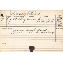 DAVEY, TH (Special course - Cheese Making)