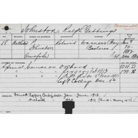 JOHNSTON, Ralph Gettings (Short Course - Piggery, Orchard & Plots)
