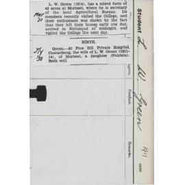 GREEN, LW (Course Not Identified)