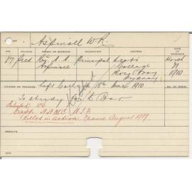 ASPINALL, W R (Course Not Identified)