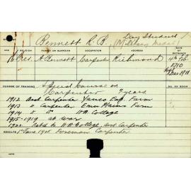 BENNETT, RB (Special Course - Carpentry)