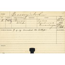 BRASSEY, Arthur (Course Not Identified)