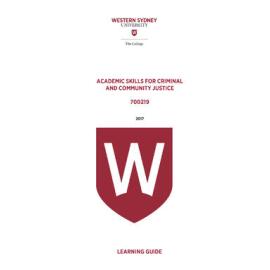 Learning Guide - Academic Skills for Criminal & Community Justice (700219) - The College 2017