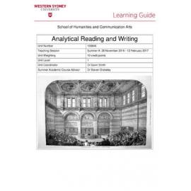 Learning Guide - Analytical Reading & Writing (100846) - Summer A 2017