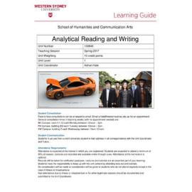 Learning Guide - Analytical Reading & Writing (100846) - Spring 2017