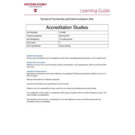 Learning Guide - Accreditation Studies (101482) - Spring 2017
