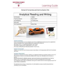Learning Guide - Analytical Reading & Writing (100846) - Autumn 2017