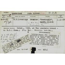 LOVERIDGE, John Alfred (Hawkesbury Diploma of Agriculture (HDA))
