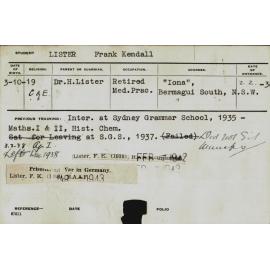 LISTER, Frank Kendall (Hawkesbury Diploma of Agriculture (HDA))