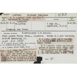 LAFFAN, Richard Tennyson (Hawkesbury Diploma in Dairy (HDD))