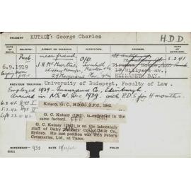 KUTASY (aka KENNEDY), George Charles (Hawkesbury Diploma in Dairy (HDD))