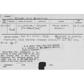 KILLEN, Neal Beresford (Hawkesbury Diploma of Agriculture (HDA))