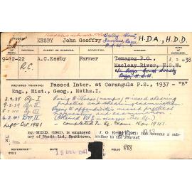 KESBY, John Geoffry (Hawkesbury Diploma of Agriculture (HDA)/ Hawkesbury Diploma in Dairy (HDD))