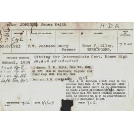 JOHNSON, James Keith (Hawkesbury Diploma of Agriculture (HDA))