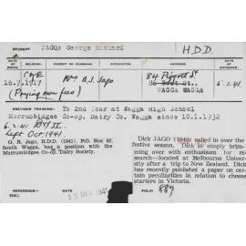 JAGO, George Richard (Hawkesbury Diploma in Dairy (HDD))