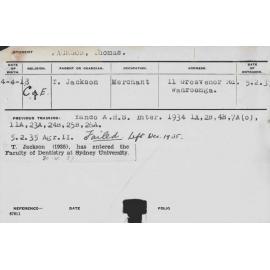 JACKSON, Thomas (Hawkesbury Diploma of Agriculture (HDA))