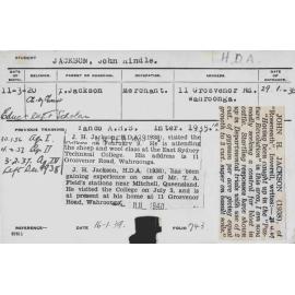 JACKSON, John Hindle (Hawkesbury Diploma of Agriculture (HDA))