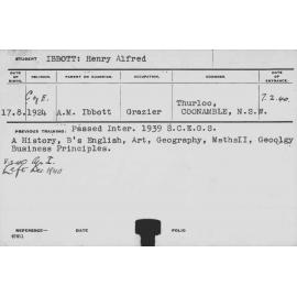 IBBOTT, Henry Alfred (Hawkesbury Diploma of Agriculture (HDA))
