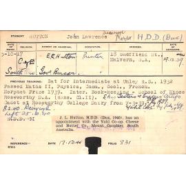 HUTTON, John Lawrence (Hawkesbury Diploma in Dairy (HDD))