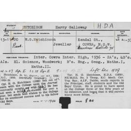 HUTCHISON, Harry Galloway (Hawkesbury Diploma of Agriculture (HDA))