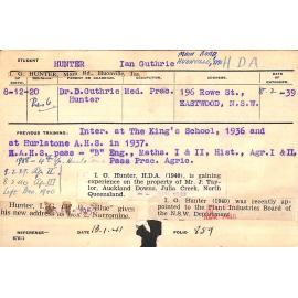 HUNTER, Ian Guthrie (Hawkesbury Diploma of Agriculture (HDA))