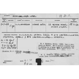 HOSKINS, Hugh John (Hawkesbury Diploma of Agriculture (HDA))