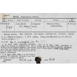 HORE, Reginald Huon (Hawkesbury Diploma of Agriculture (HDA))