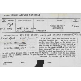 HORE, Adrian Mitchell (Hawkesbury Diploma of Agriculture (HDA))