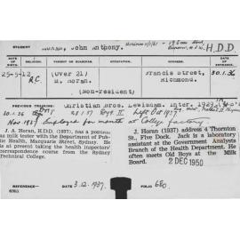 HORAN, John Anthony (Hawkesbury Diploma in Dairy (HDD))