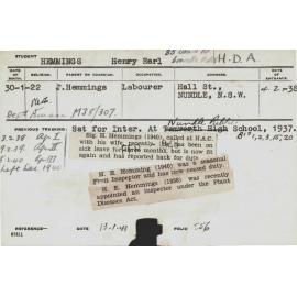 HEMMINGS, Henry Earl (Hawkesbury Diploma of Agriculture (HDA))