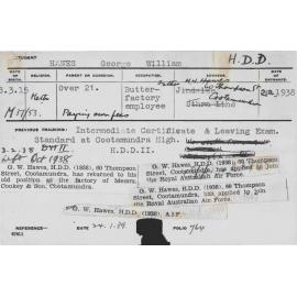 HAWES, George William (Hawkesbury Diploma in Dairy (HDD))