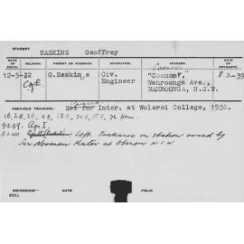 HASKINS, Geoffrey (Hawkesbury Diploma of Agriculture (HDA))