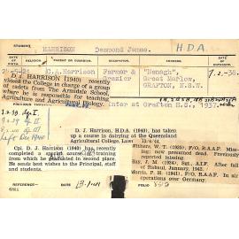 HARRISON, Desmond James (Hawkesbury Diploma of Agriculture (HDA))