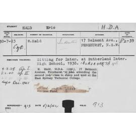 HALD, Eric (Hawkesbury Diploma of Agriculture (HDA))