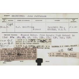 GRIFFITHS, John Jefferson (Hawkesbury Diploma of Agriculture (HDA))