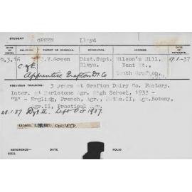 GREEN, Lloyd (Hawkesbury Diploma in Dairy (HDD))