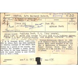 GRAHAM, John Raymond Robert (Hawkesbury Diploma in Dairy (HDD))