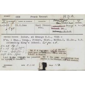 GEE, Frank Ernest (Hawkesbury Diploma of Agriculture (HDA))