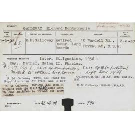 GALLOWAY, Richard Montgomerie (Hawkesbury Diploma of Agriculture (HDA))