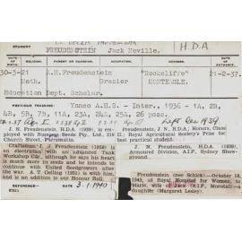 FREUDENSTEIN, Jack Neville (Hawkesbury Diploma of Agriculture (HDA) (Honours Class II))