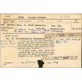 FORD, Joseph Arthur (Hawkesbury Diploma in Dairy (HDD))