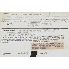 FORD, Albert Roy Emerton (Hawkesbury Diploma in Dairy (HDD))
