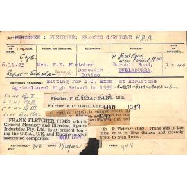 FLETCHER, Francis Carlisle (Hawkesbury Diploma of Agriculture (HDA))