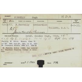 FARRELLY, Hugh (Hawkesbury Diploma of Agriculture (HDA) (Honours Class II))