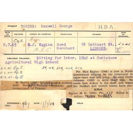 EGGINS, Maxwell George (Hawkesbury Diploma of Agriculture (HDA))