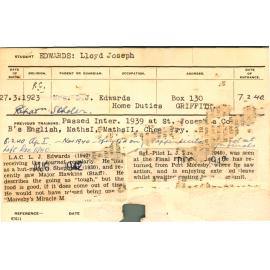 EDWARDS, Lloyd Joseph (Hawkesbury Diploma of Agriculture (HDA) (First Year Certificate))