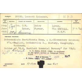 DYKES, Leonard Sydenham (Hawkesbury Diploma in Dairy (HDD))