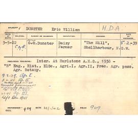 DUNSTER, Eric William (Hawkesbury Diploma of Agriculture (HDA))