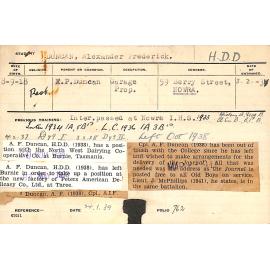 DUNCAN, Alexander Frederick (Hawkesbury Diploma in Dairy (HDD))