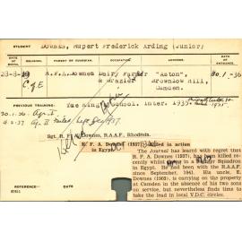 DOWNES, Rupert Frederick Arding [Junior] (Hawkesbury Diploma of Agriculture (HDA))